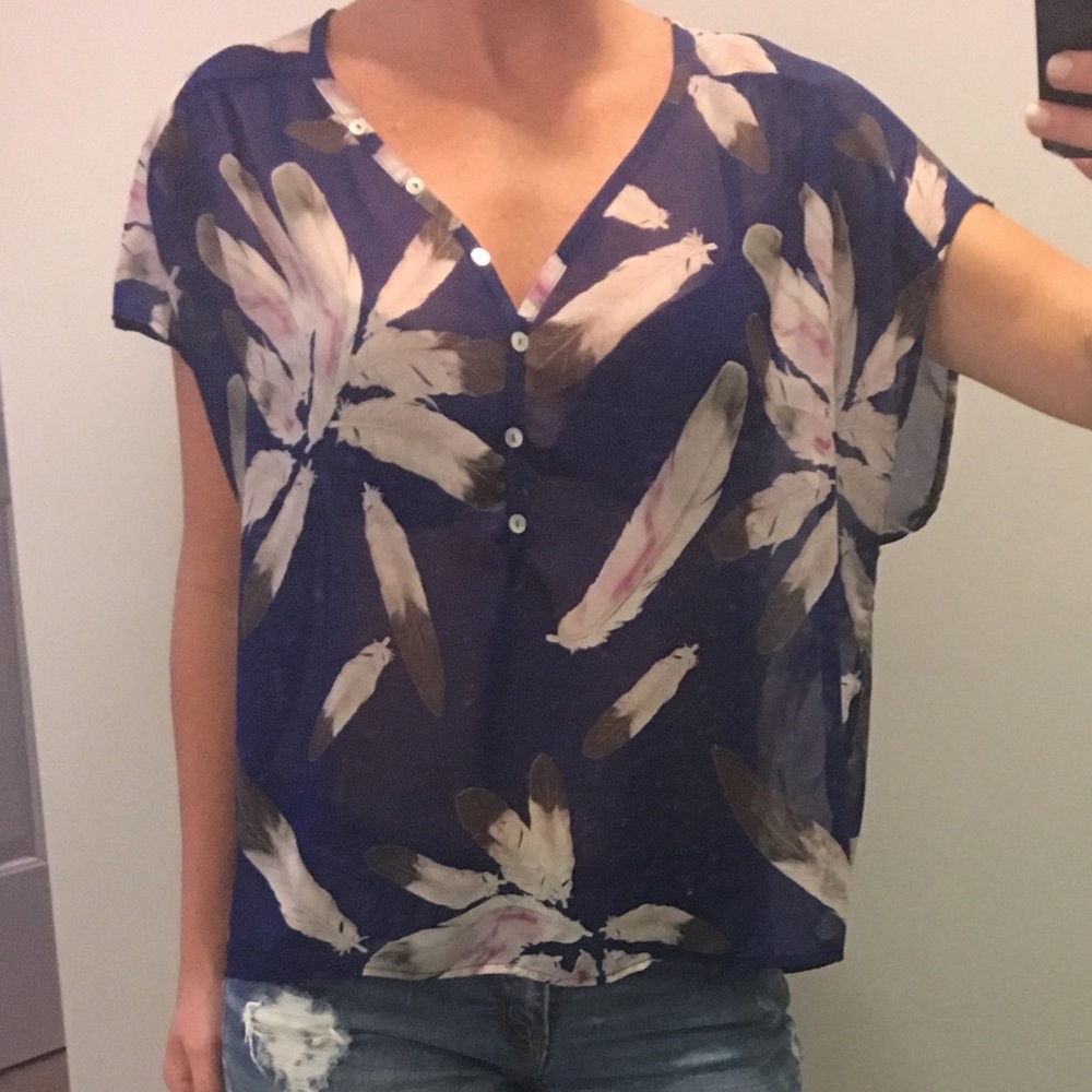 Sheer blue top